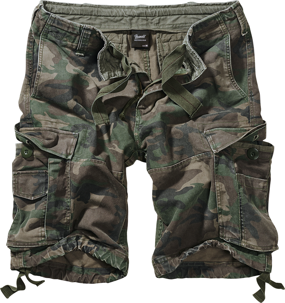 Brandit Classic Cargo Shorts: Woodland Camo