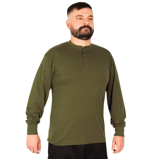 Rothco Long Sleeve Henley T-Shirt: Olive Drab