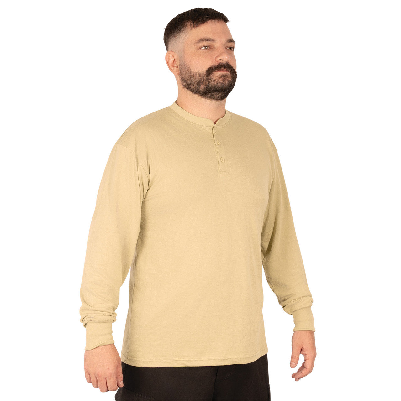 Rothco Long Sleeve Henley T-Shirt: Desert Sand