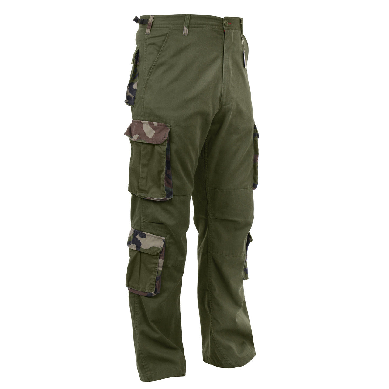 Rothco Vintage Camo Paratrooper Fatigue Pants: Olive Drab / Woodland Camo