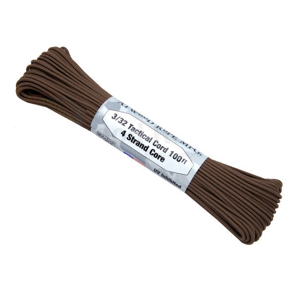 Atwood Rope, 275 Tactical Paracord, Nylon Parachute Cord, 4 Strand, USA Made: Brown