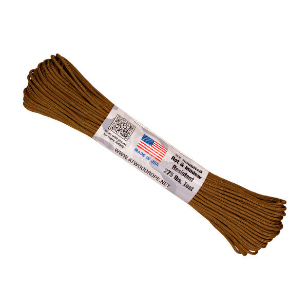 Atwood Rope, 275 Tactical Paracord, Nylon Parachute Cord, 4 Strand, USA Made: Coyote