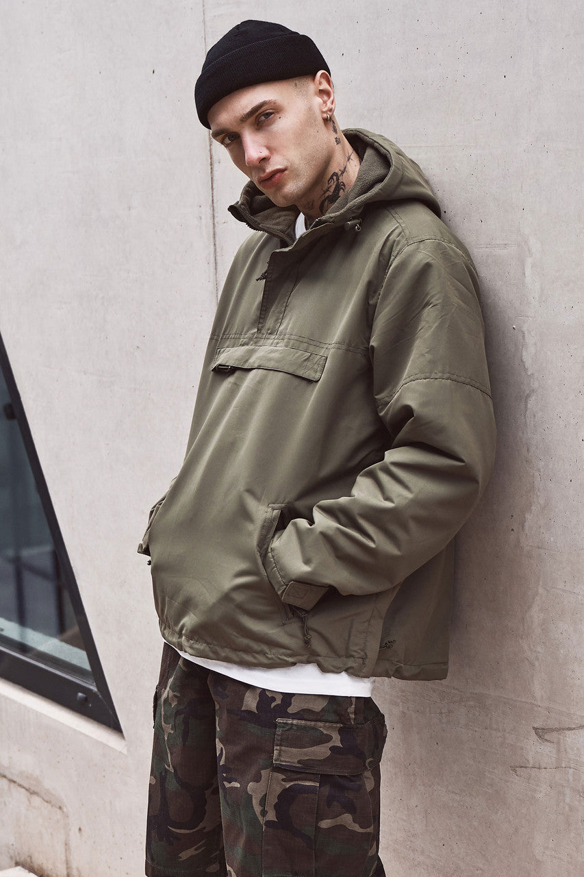 Brandit Fleece-Lined Quarter Zip Windbreaker Pullover