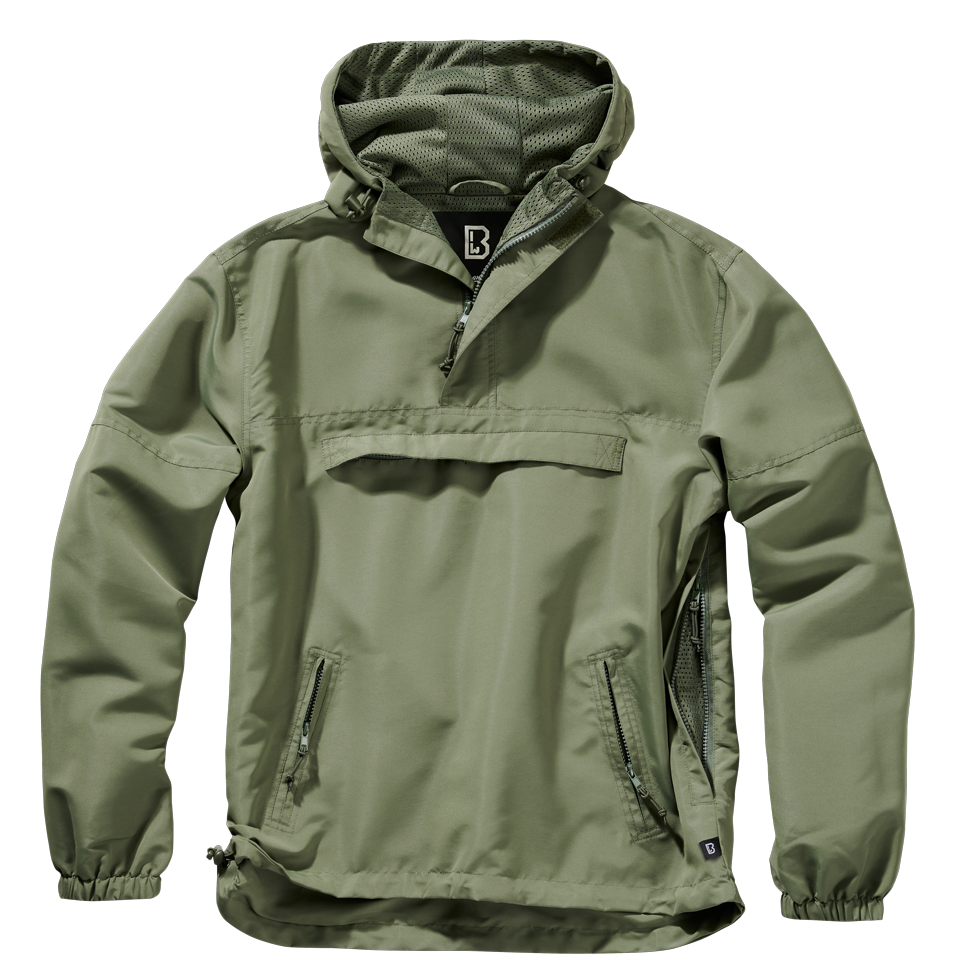 Brandit Light Quarter Zip Windbreaker Pullover: Olive Drab