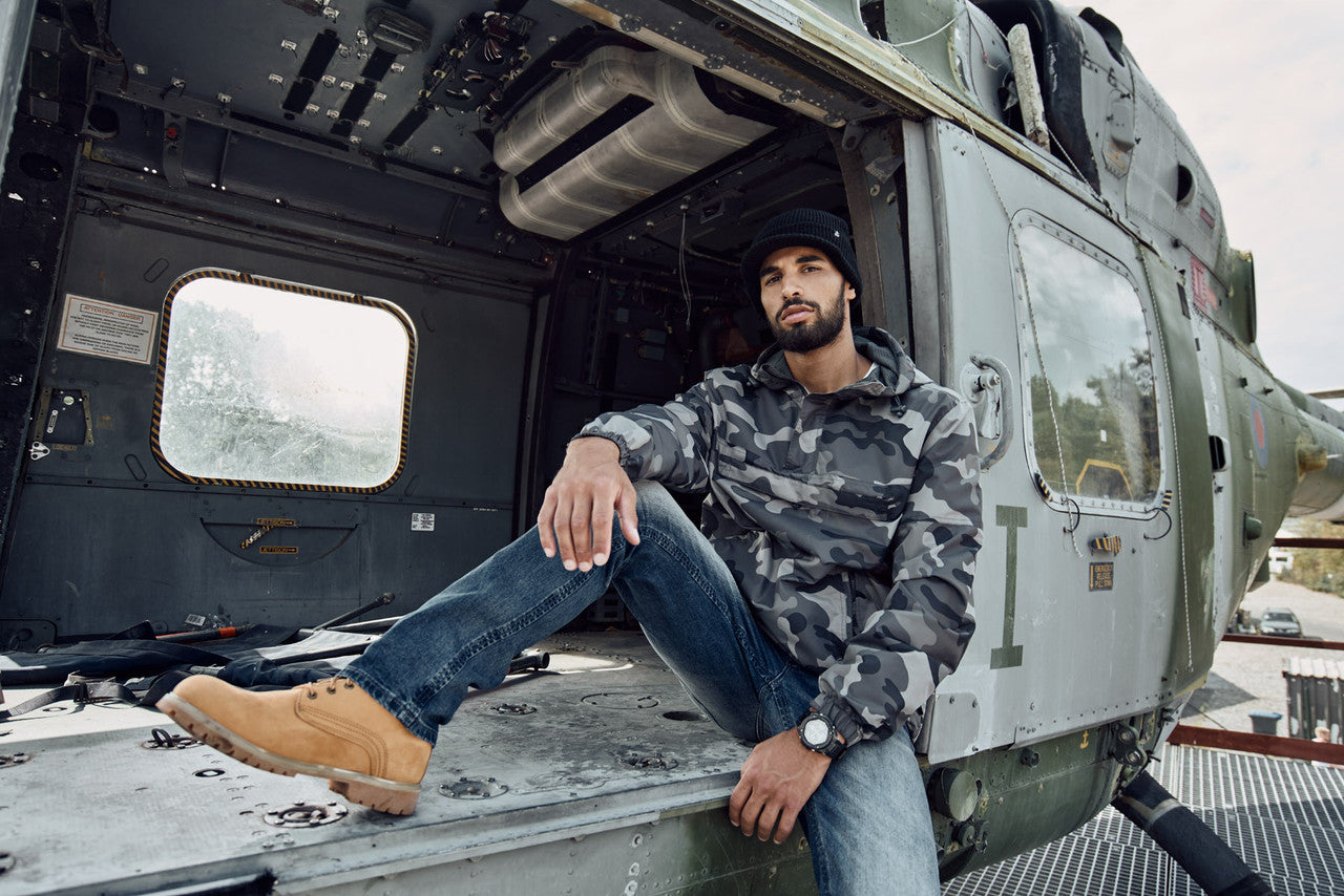 Brandit Light Quarter Zip Windbreaker Pullover: Gray Camo