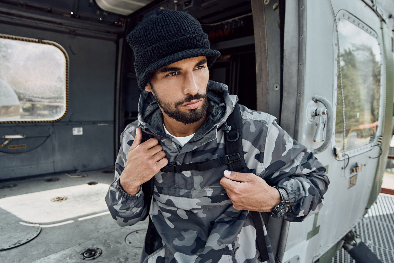 Brandit Light Quarter Zip Windbreaker Pullover: Gray Camo
