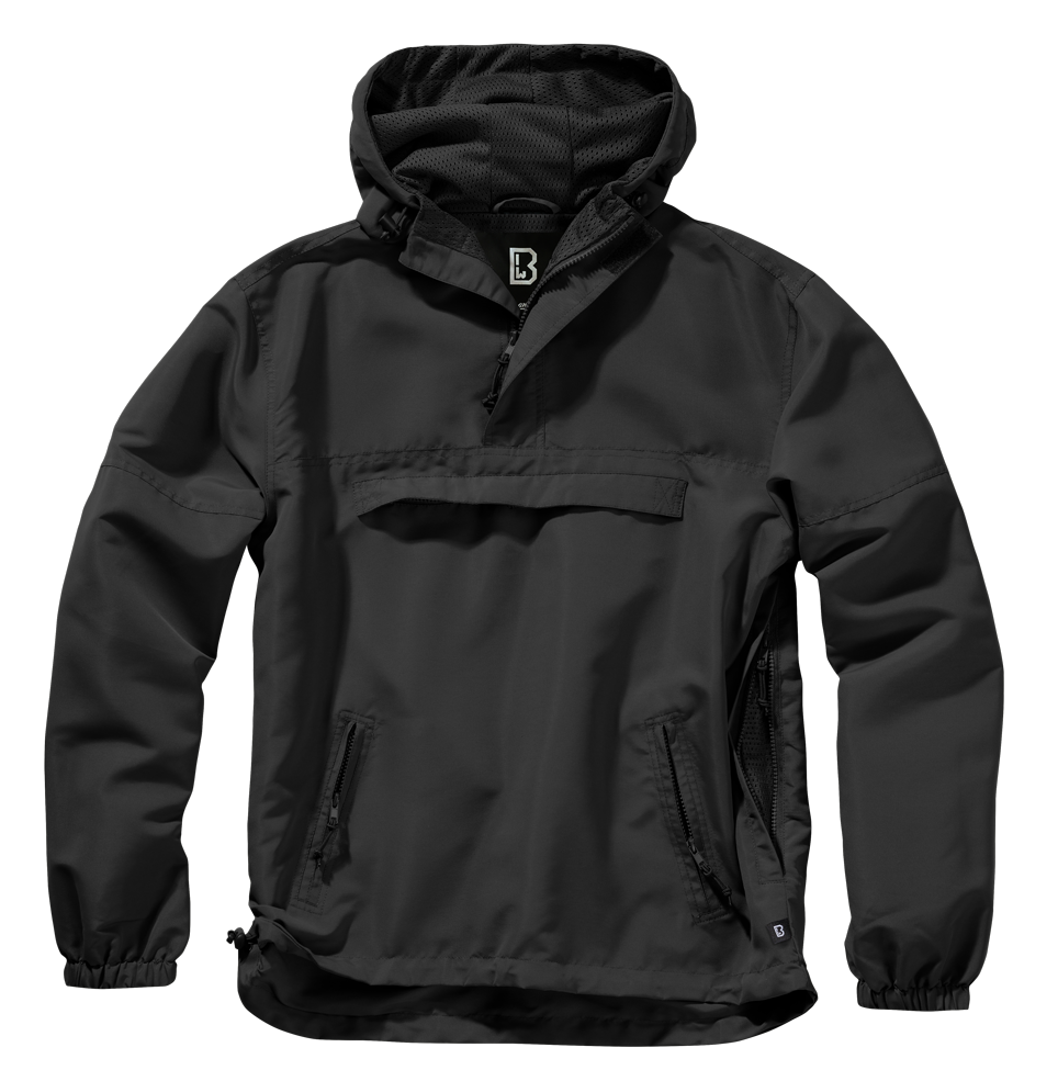 Brandit Light Quarter Zip Windbreaker Pullover: Black