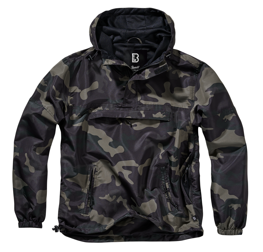 Brandit Light Quarter Zip Windbreaker Pullover: Dark Camo