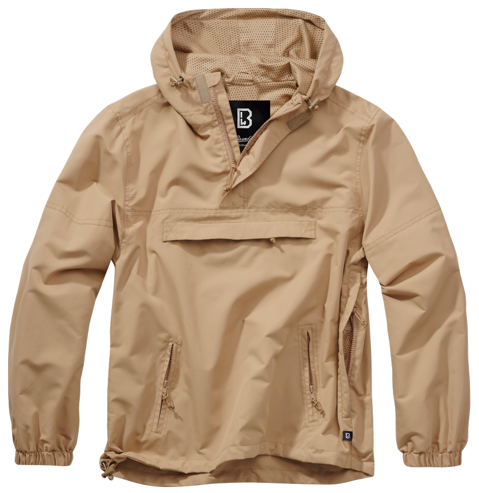 Brandit Light Quarter Zip Windbreaker Pullover: Camel