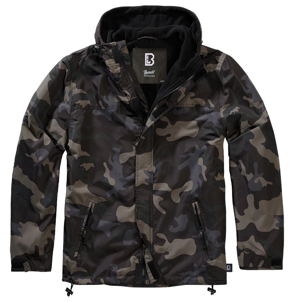 Brandit Fleece-Lined Full Zip Windbreaker: Dark Camo