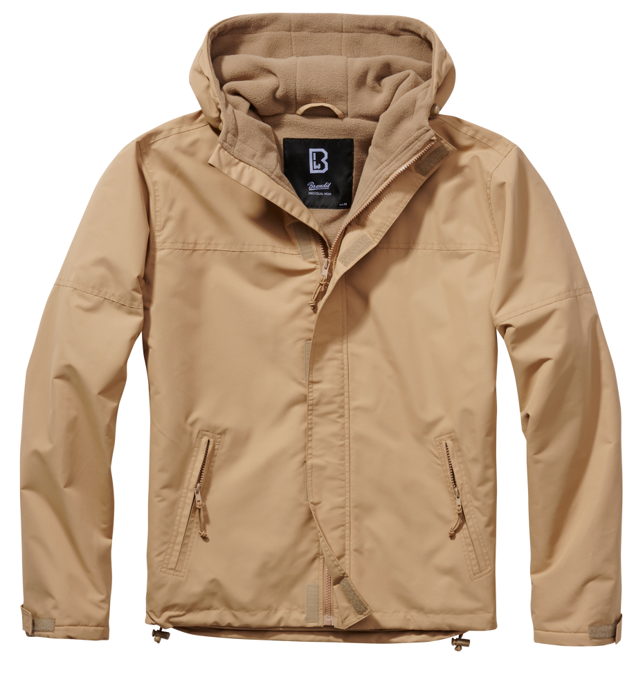 Brandit Fleece-Lined Full Zip Windbreaker: Camel