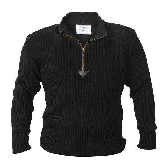 Rothco Quarter Zip Acrylic Commando Sweater: Black