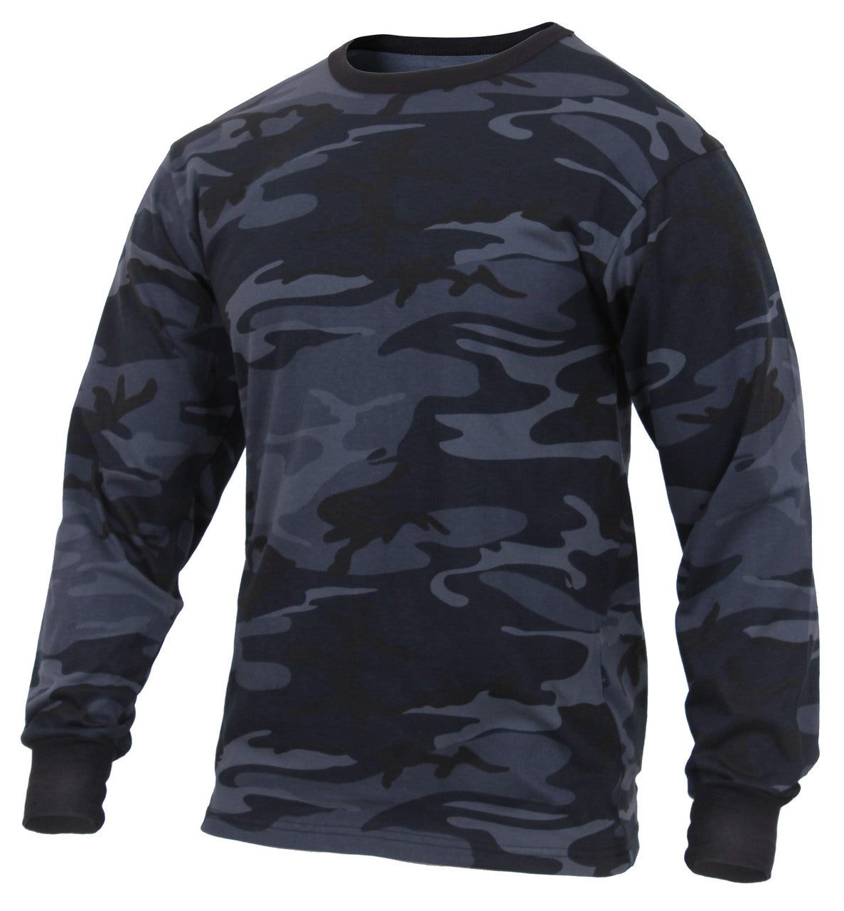 Rothco Long Sleeve Color Camo T-Shirt: Midnight Blue Camo