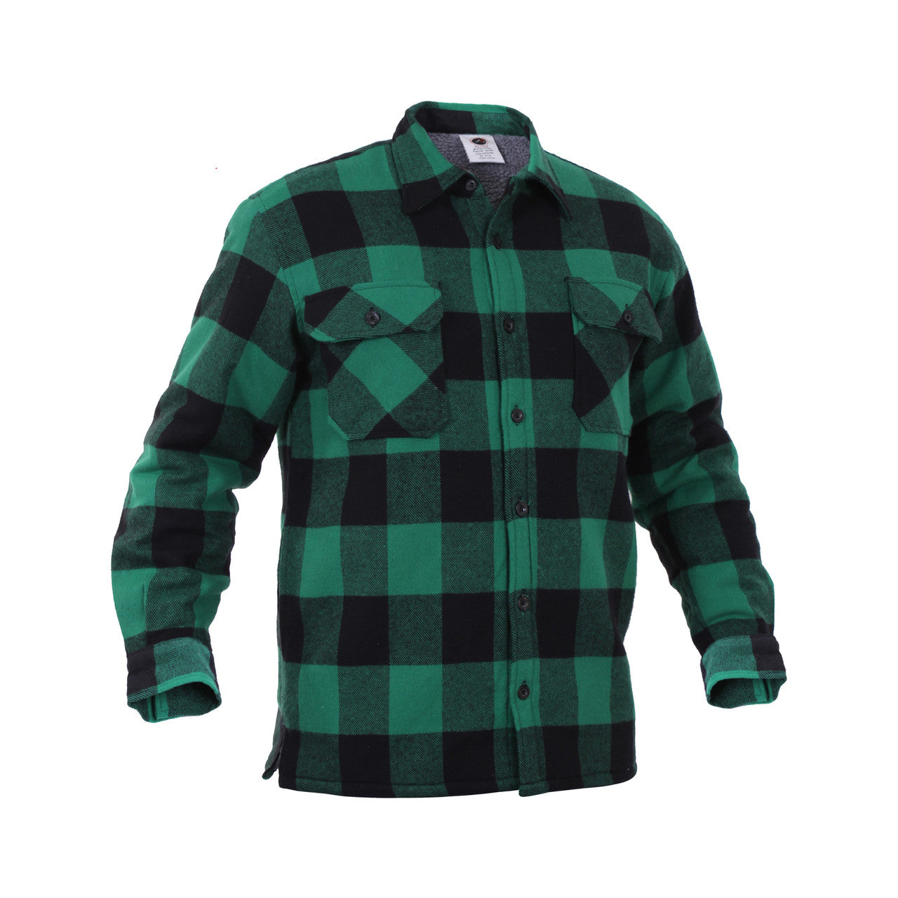 Rothco Extra Heavyweight Buffalo Plaid Sherpa Lined Flannel Shirt: Green