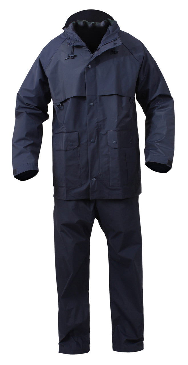 Rothco 2 Piece Microlite PVC Rainsuit: Navy Blue