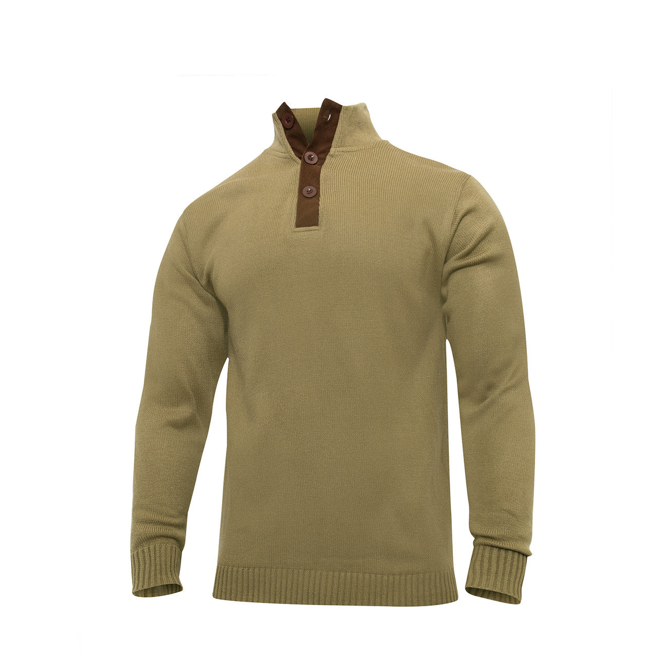 Rothco 3-Button Sweater With Suede Accents