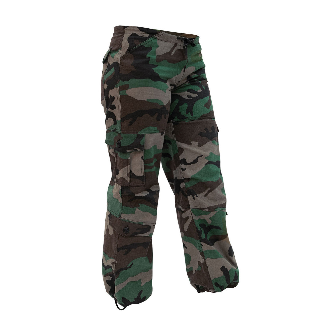 Rothco Womens Unwashed Camo Paratrooper Fatigue Pants: Woodland Camo