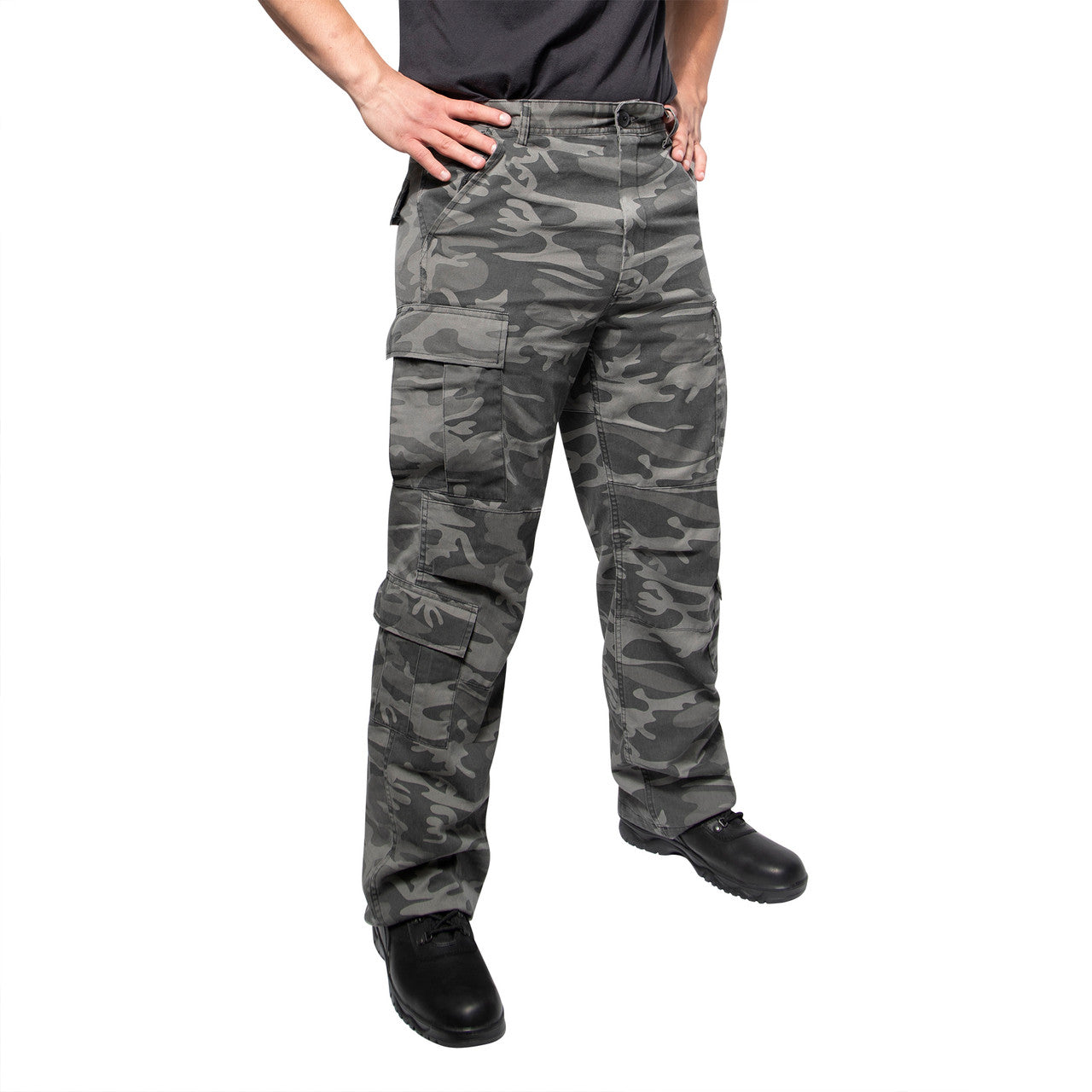 Rothco Vintage Camo Paratrooper Fatigue Pants: Black Camo