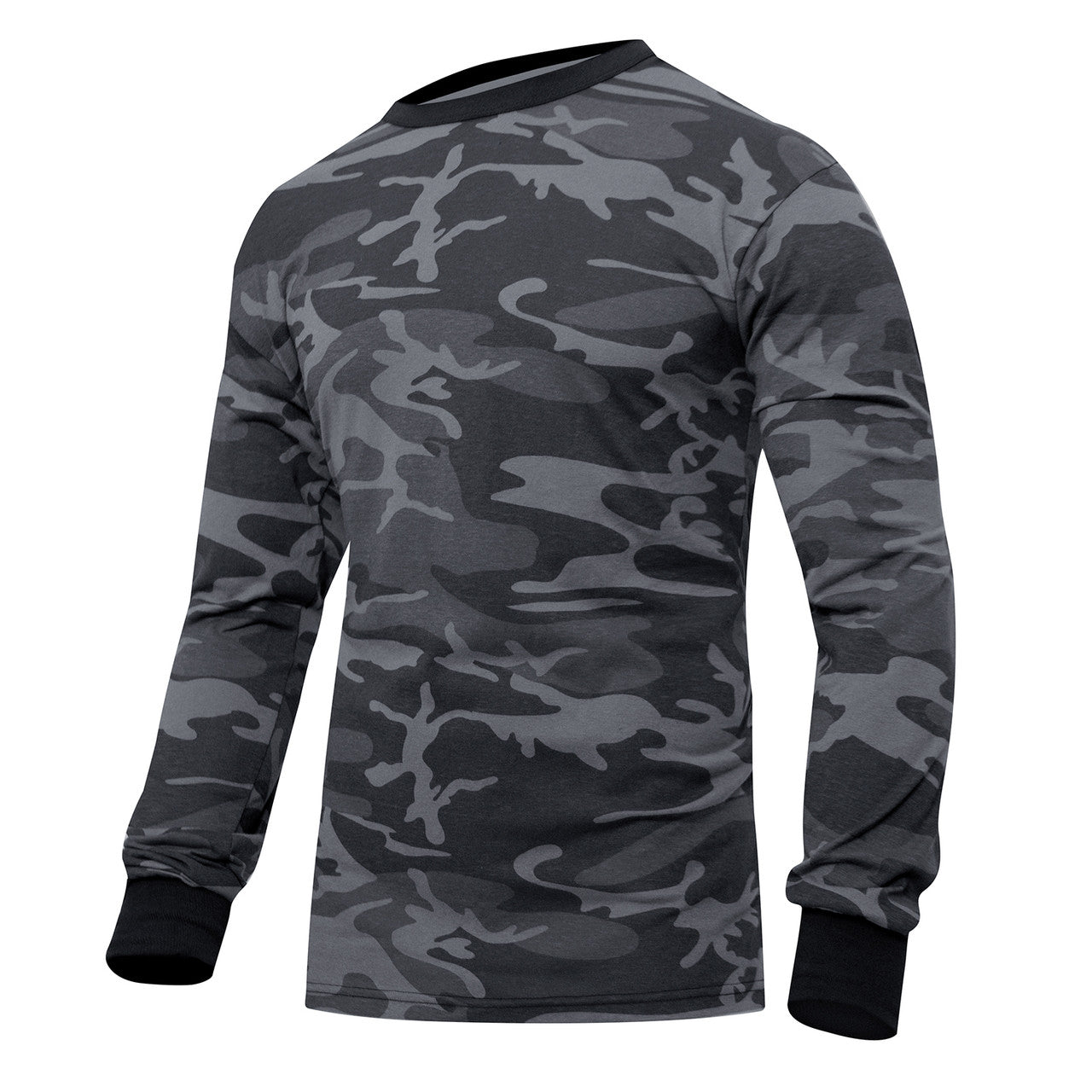 Rothco Long Sleeve Color Camo T-Shirt: Black Camo