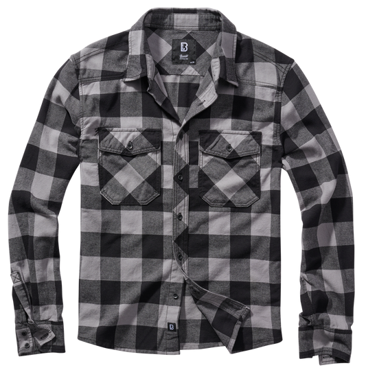Brandit Flannel Check Shirt Long Sleeve: Black / Charcoal