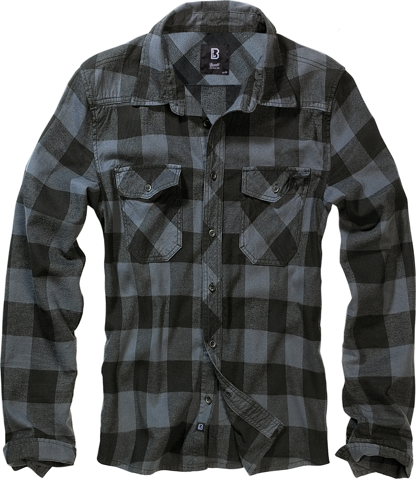 Brandit Flannel Check Shirt Long Sleeve: Black / Grey