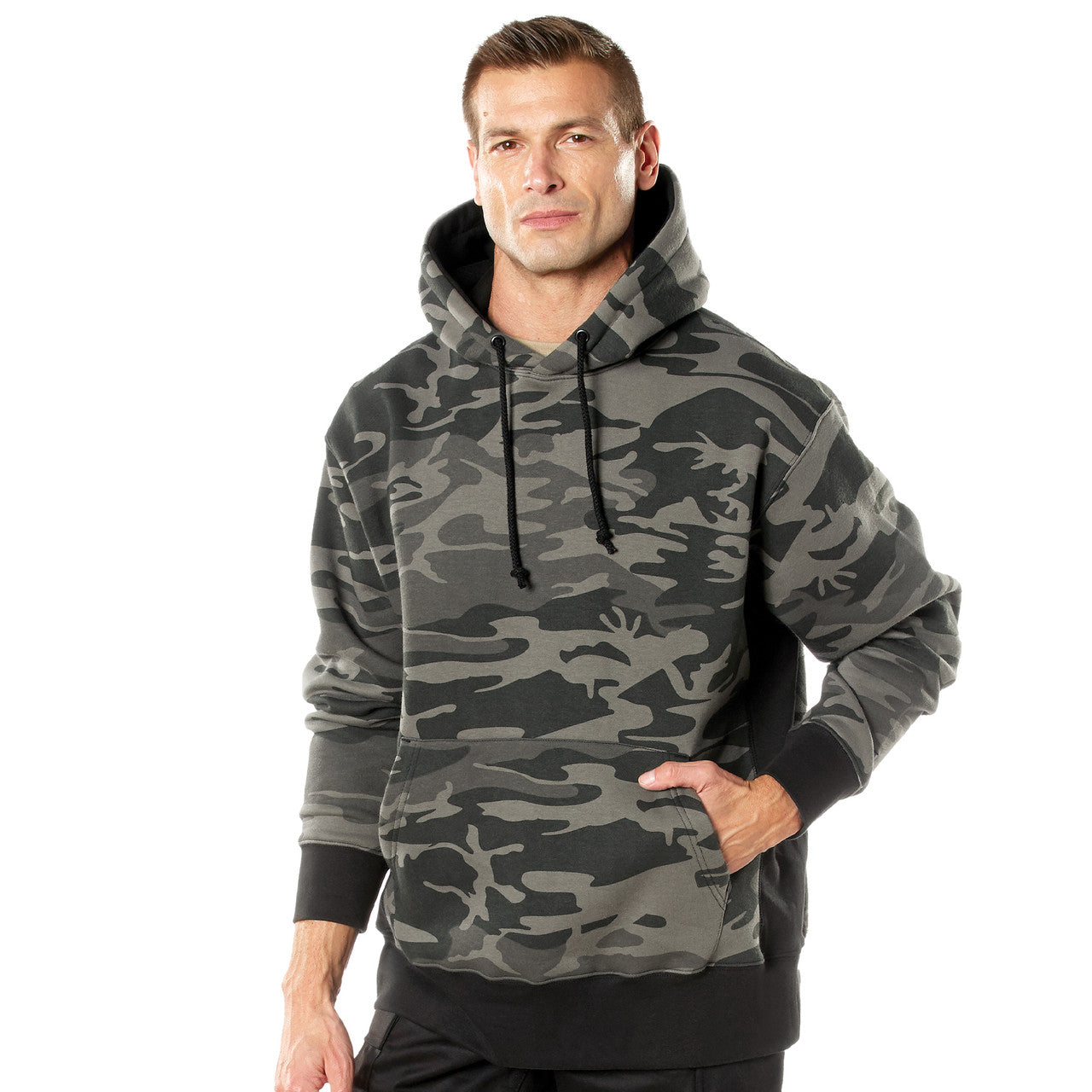 Rothco Every Day Pullover Hooded Sweatshirt: Black Camo