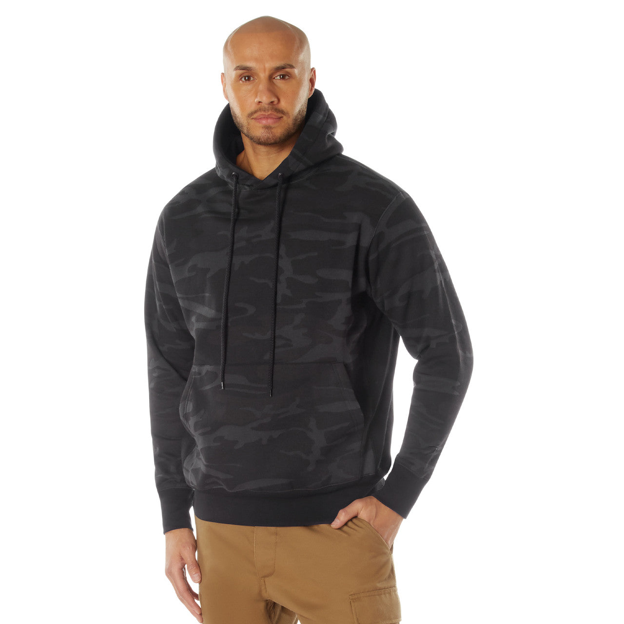 Rothco Every Day Pullover Hooded Sweatshirt: Midnight Black Camo