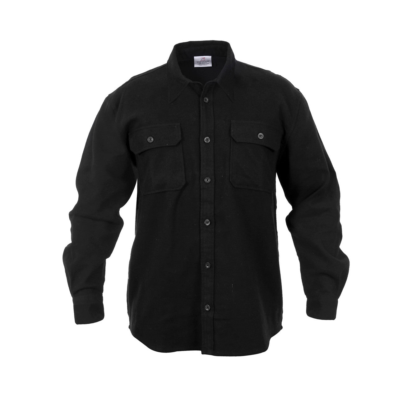 Rothco Heavyweight Solid Color Flannel Shirt: Black