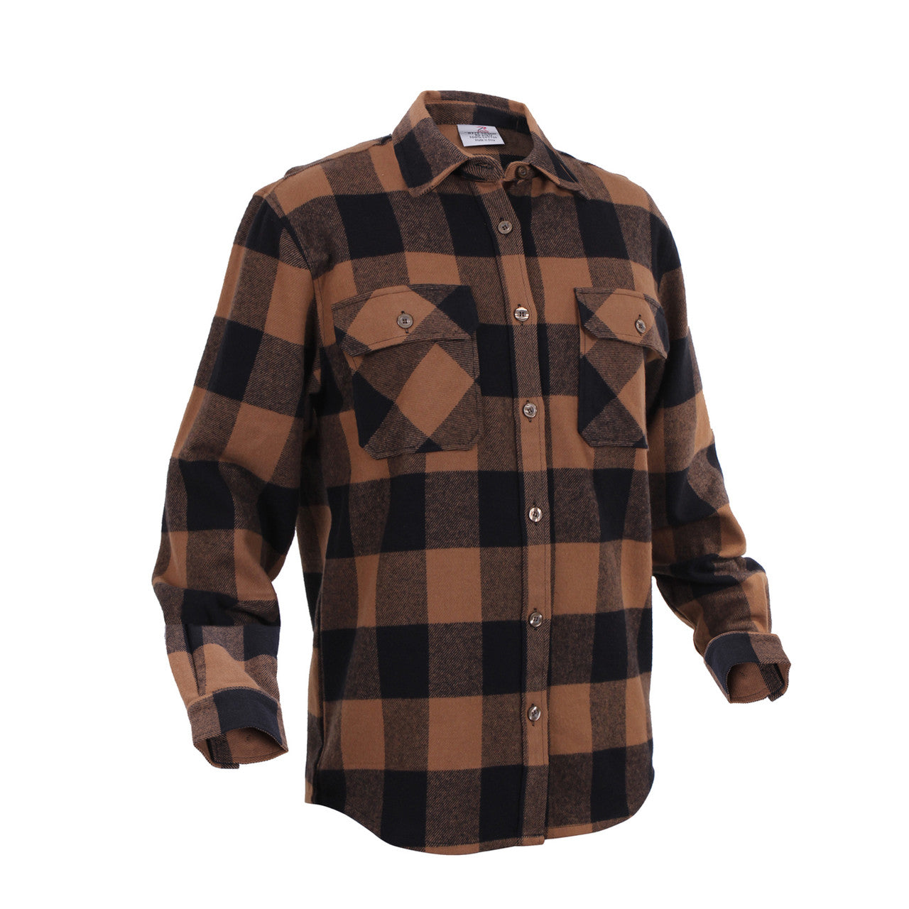 Rothco Extra Heavyweight Buffalo Plaid Flannel Shirt: Brown