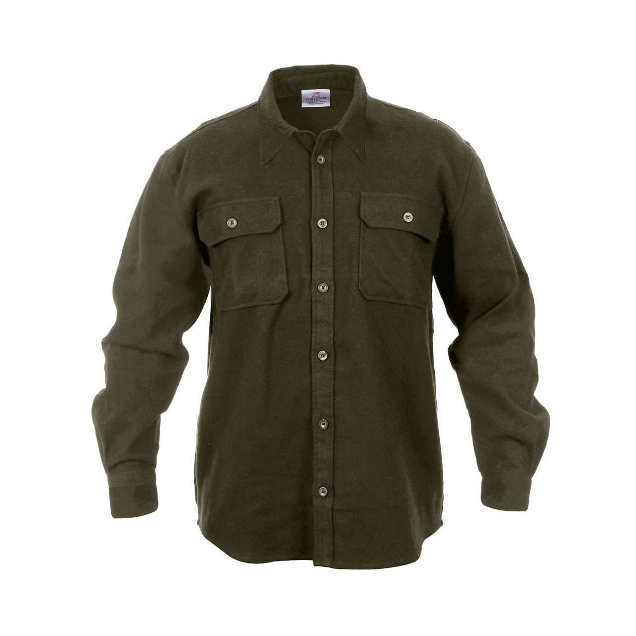 Rothco Heavyweight Solid Color Flannel Shirt: Olive Drab