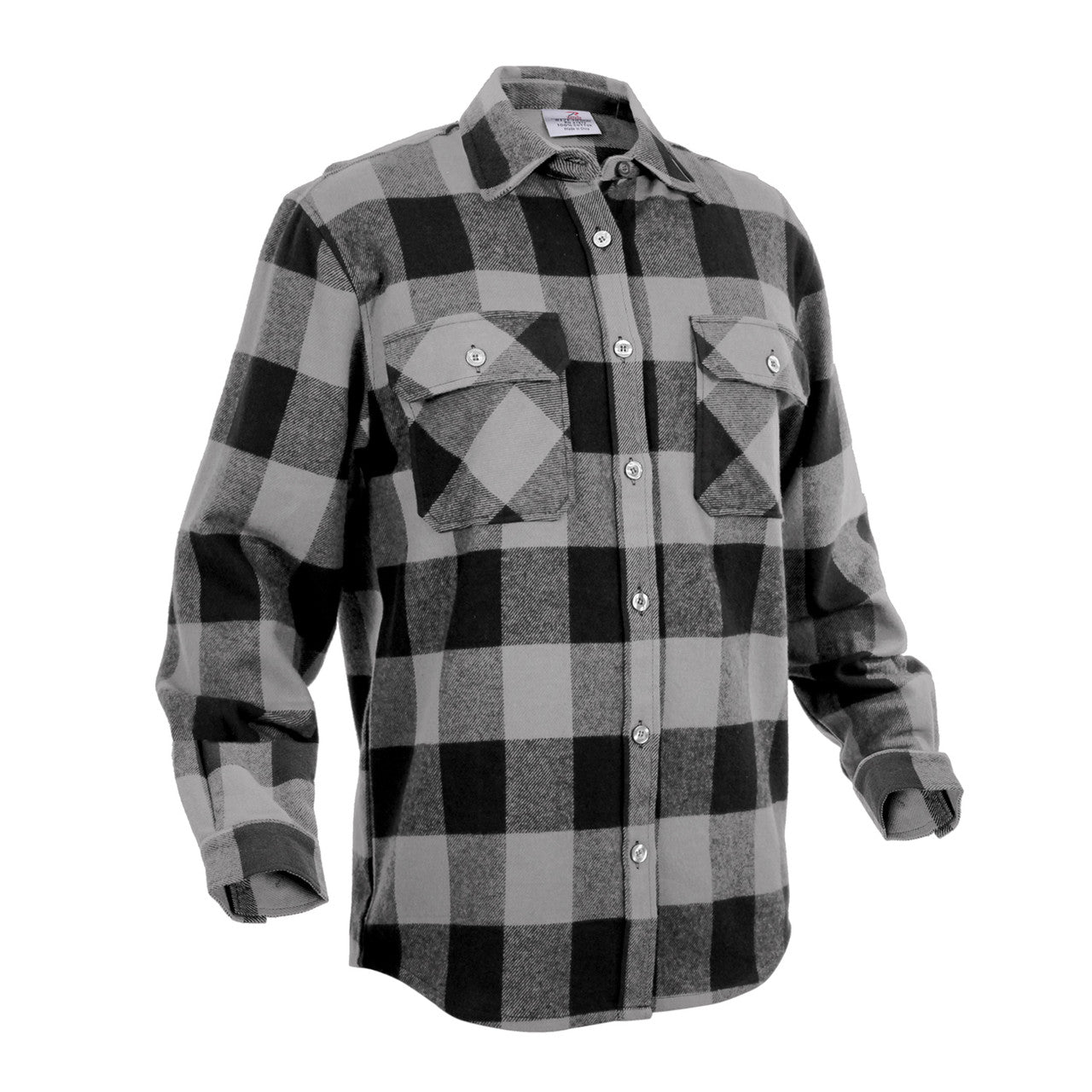 Rothco Extra Heavyweight Buffalo Plaid Flannel Shirt: Grey