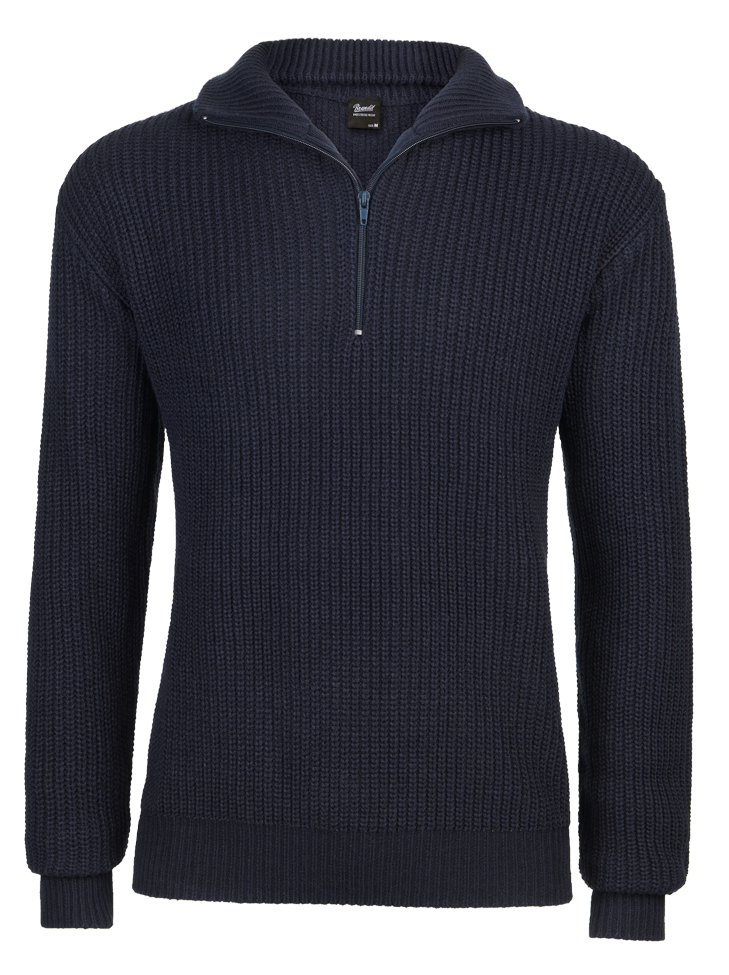 Brandit Marines Quarter Zip Sweater: Navy Blue