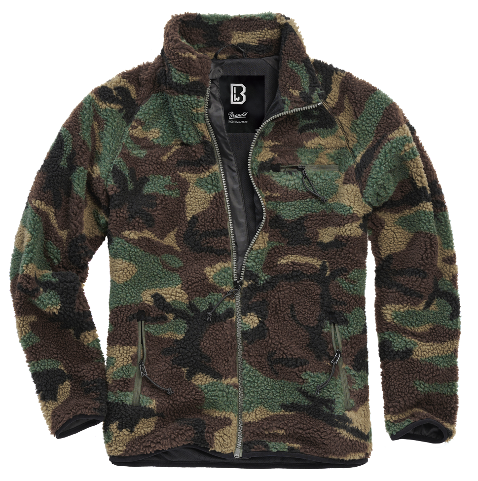 Brandit Fleece Full Zip Jacket: Woodland Camo