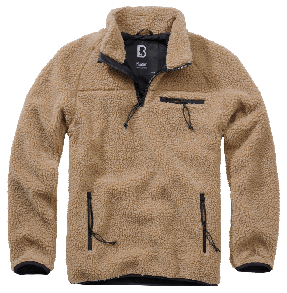 Brandit Fleece Quarter Zip Jacket: Camel