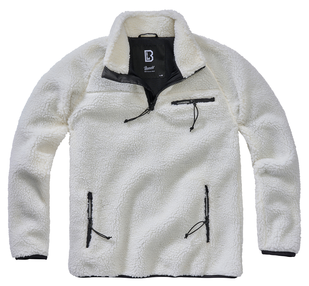 Brandit Fleece Quarter Zip Jacket: White