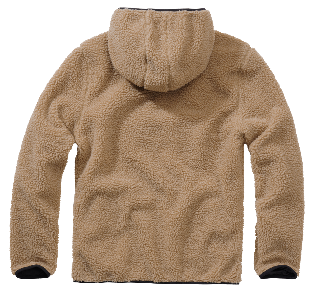 Brandit Hooded Fleece Quarter Zip Jacket: Camel