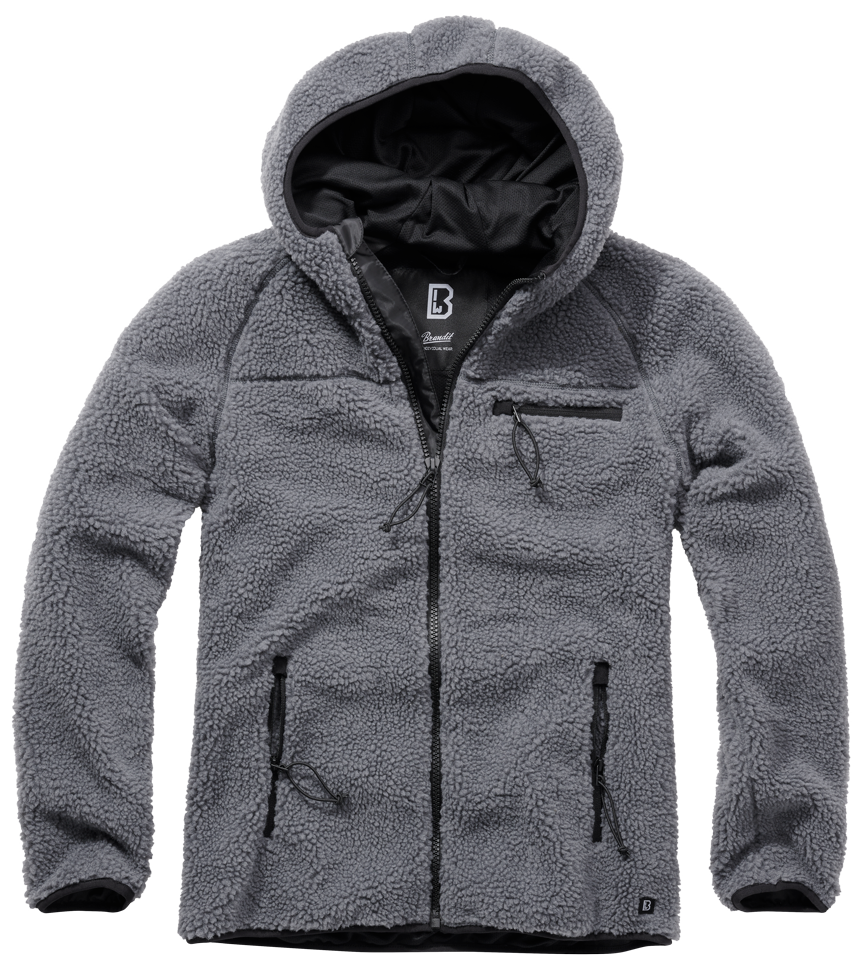 Brandit Hooded Fleece Full Zip Jacket: Anthracite