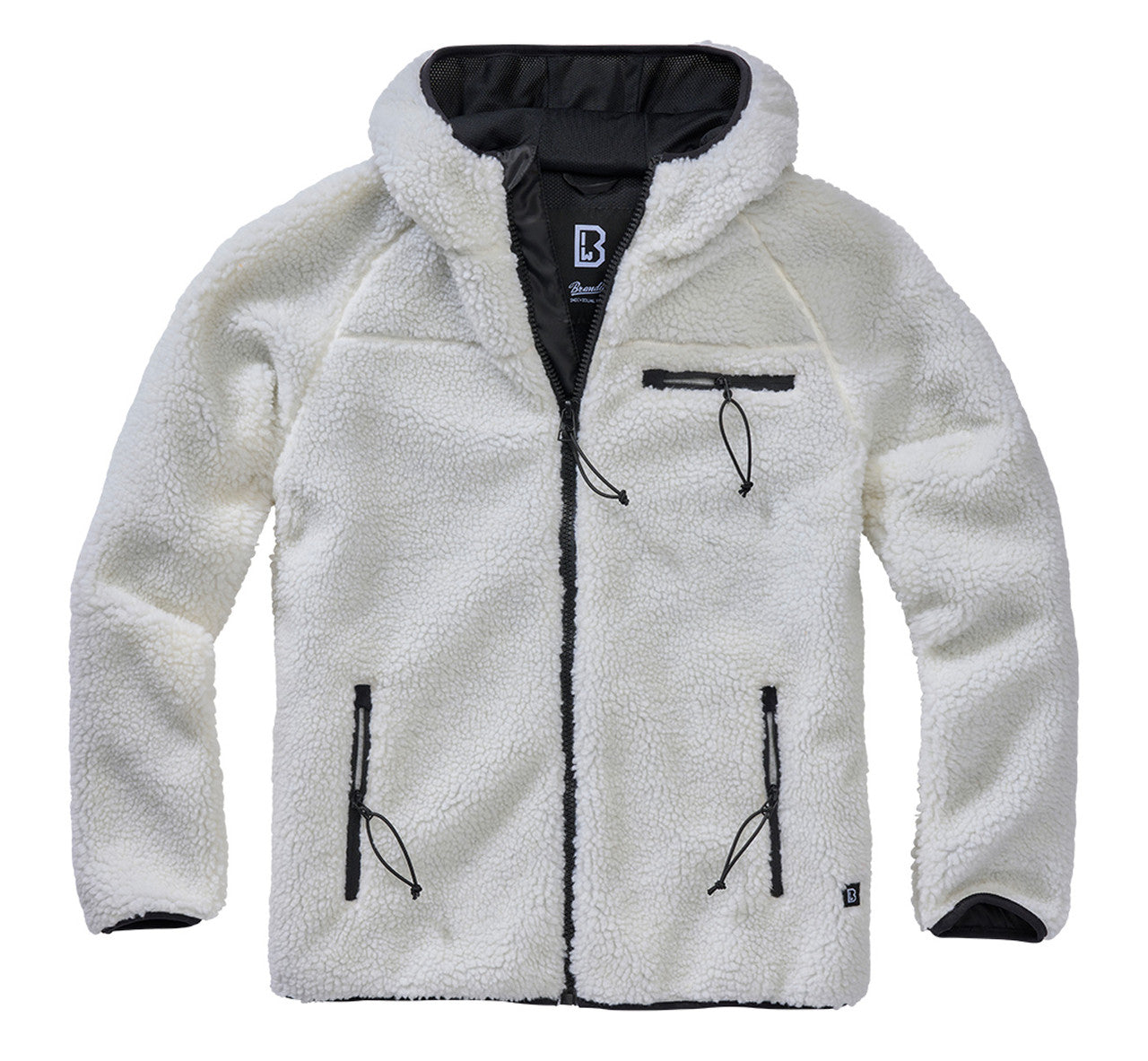 Brandit Hooded Fleece Full Zip Jacket: White
