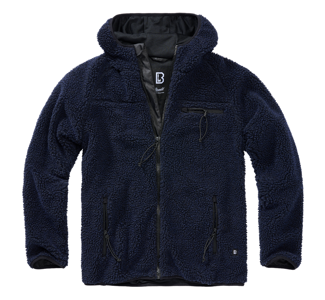 Brandit Hooded Fleece Full Zip Jacket: Navy Blue