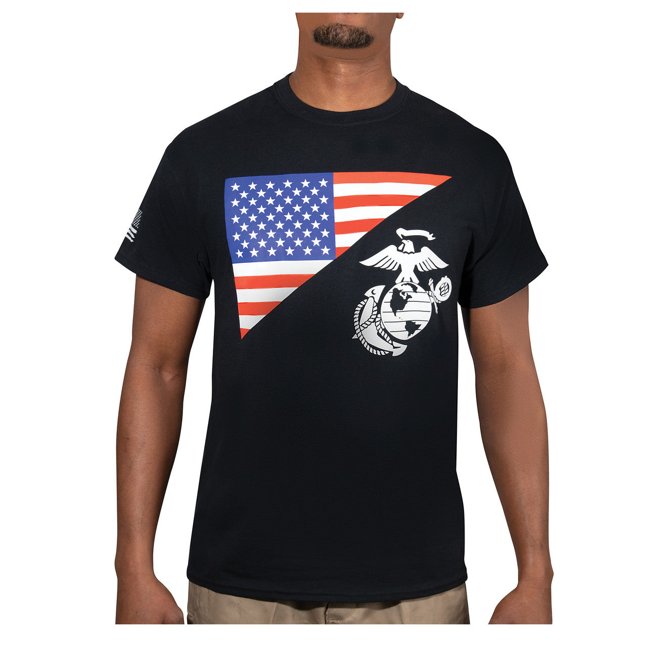 Rothco US Flag / USMC Eagle, Globe, & Anchor T-Shirt: Black
