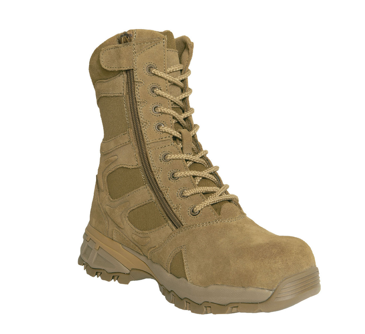 Rothco 8" Forced Entry Tactical Boot With Side Zipper & Composite Toe - AR 670-1 Coyote Brown