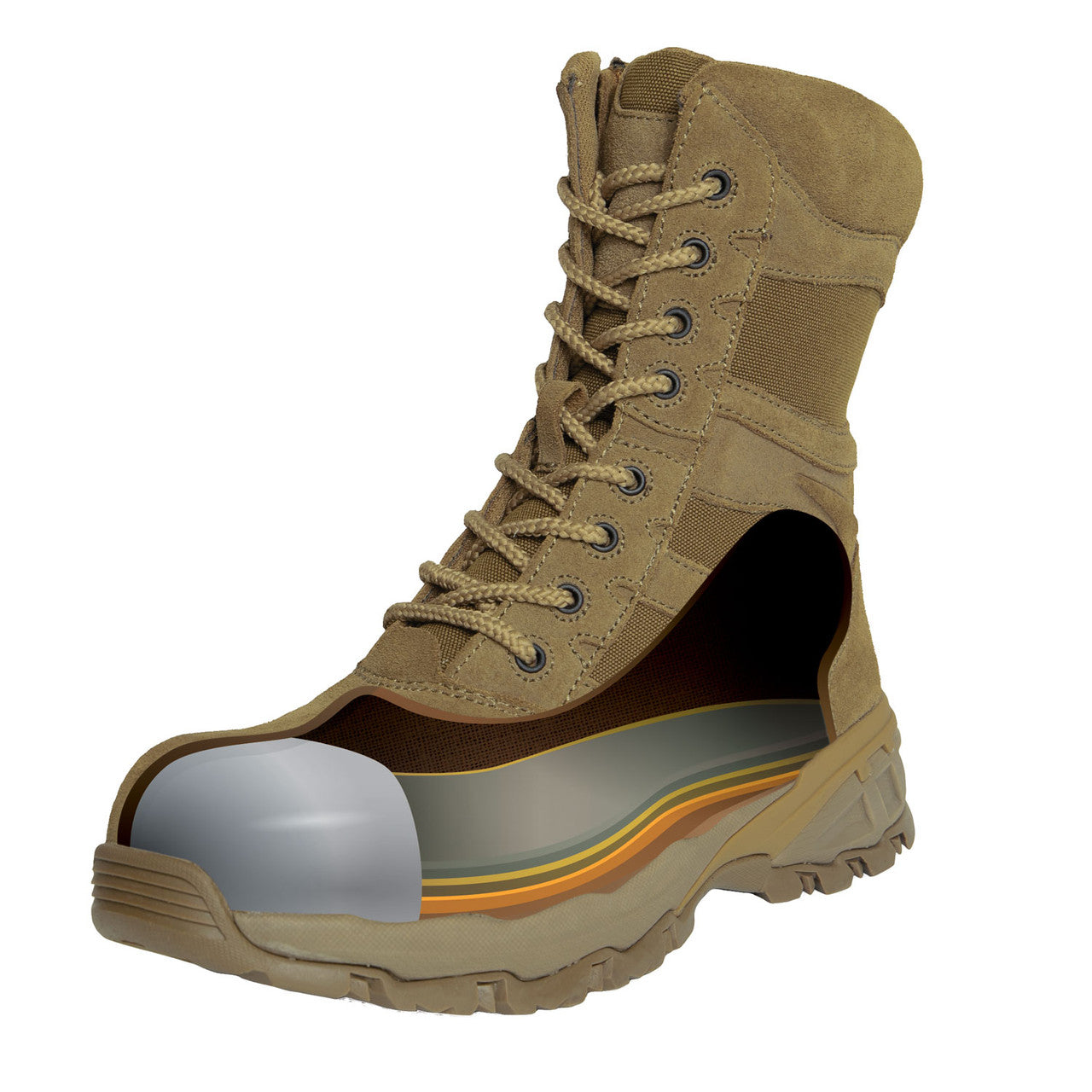 Rothco 8" Forced Entry Tactical Boot With Side Zipper & Composite Toe - AR 670-1 Coyote Brown