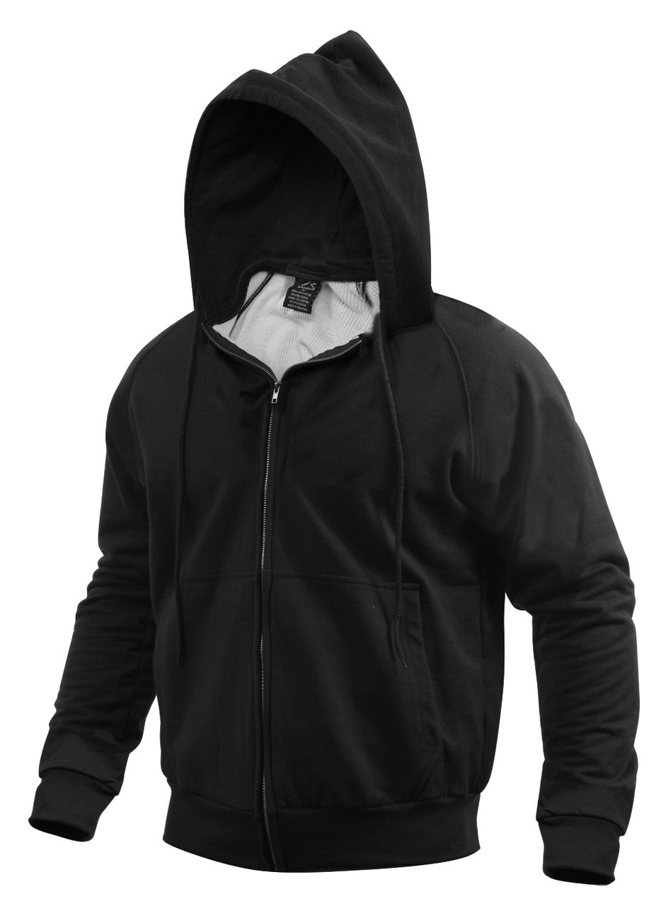 Rothco Thermal Lined Hooded Sweatshirt: Black