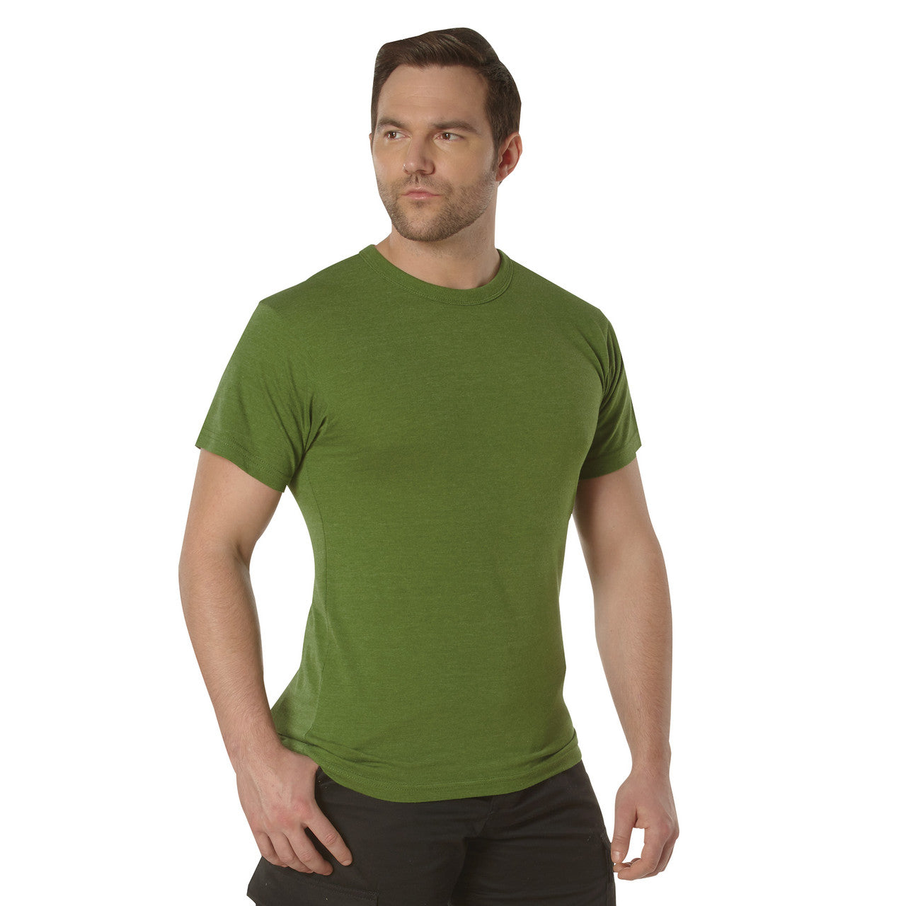 Rothco Solid Color Cotton/Poly T-Shirt: Heather Green