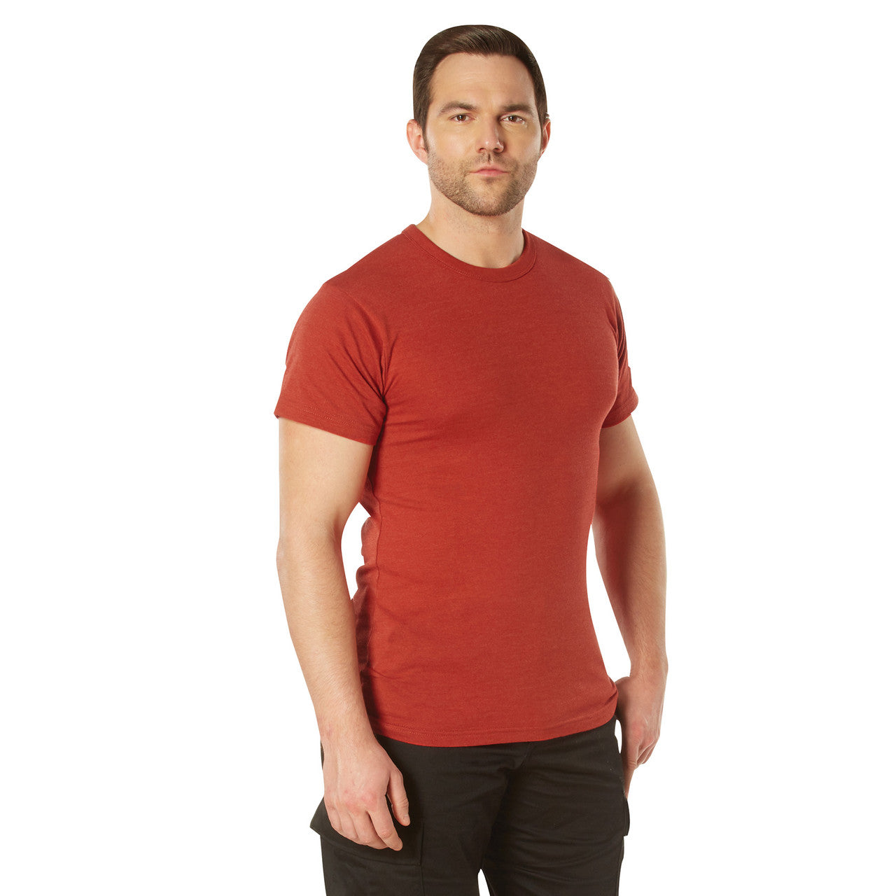 Rothco Solid Color Cotton/Poly T-Shirt: Heather Red