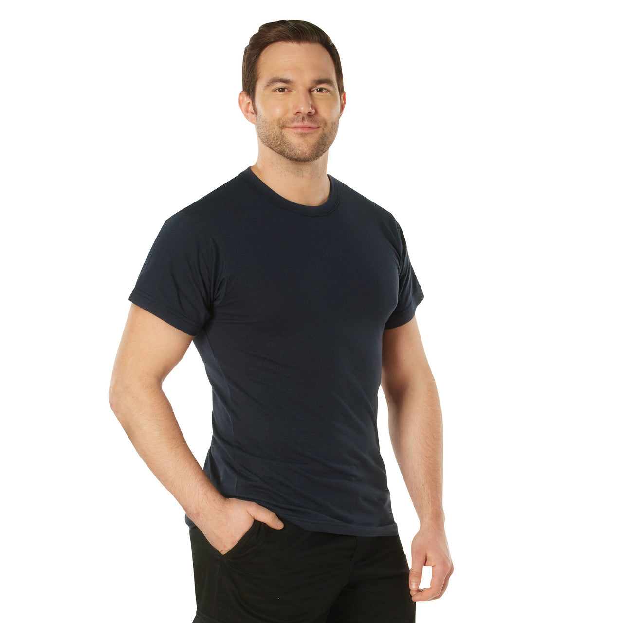 Rothco Solid Color Cotton/Poly T-Shirt: Navy Blue