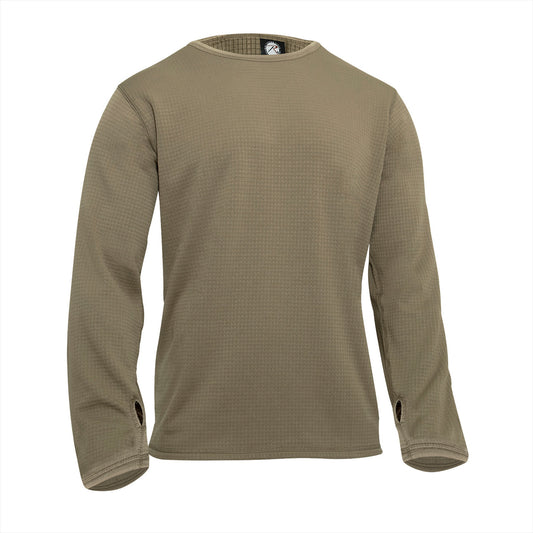 Rothco Grid Fleece Waffle Crew Top: Coyote Brown