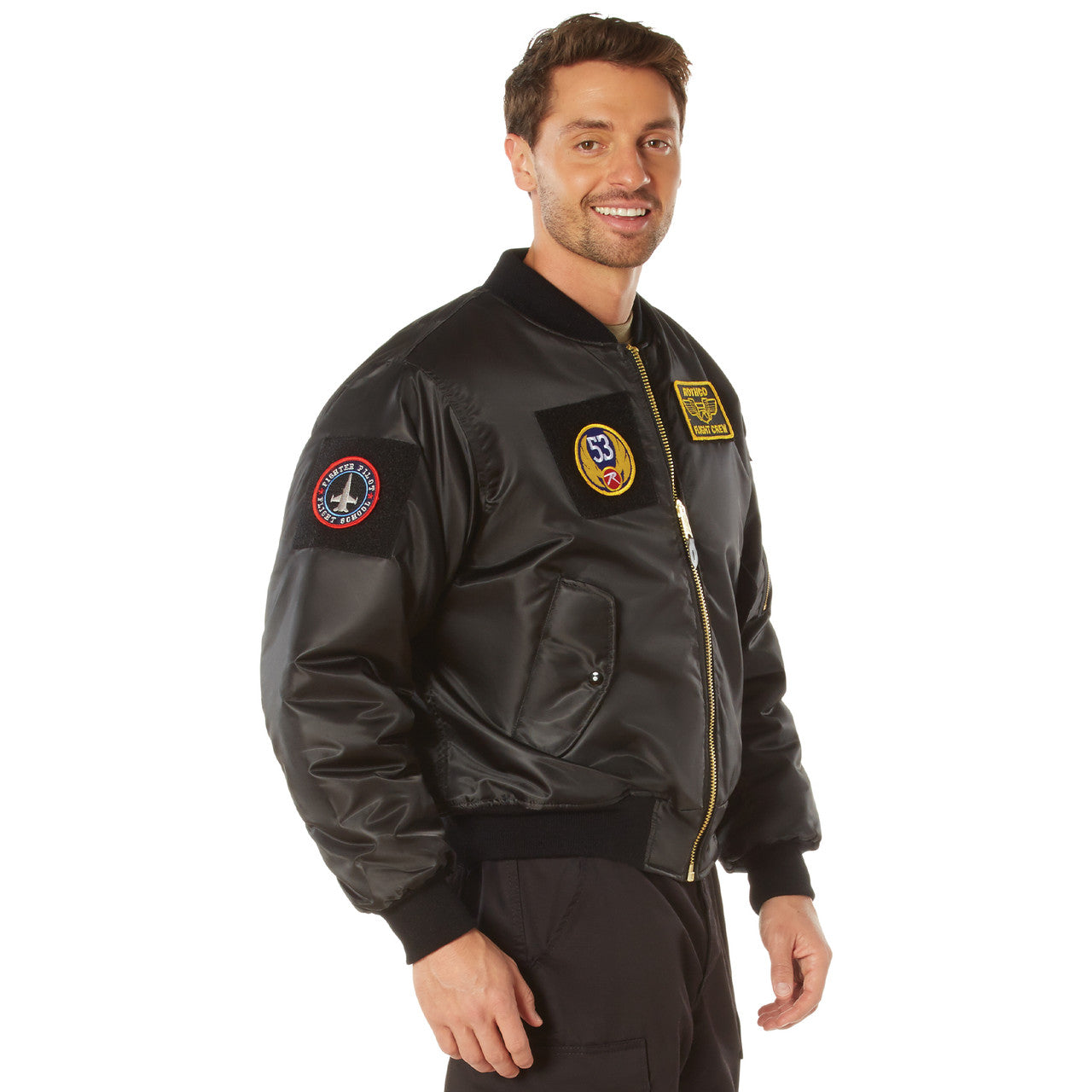 Rothco MA-1 Flight Jacket with Patches: Black