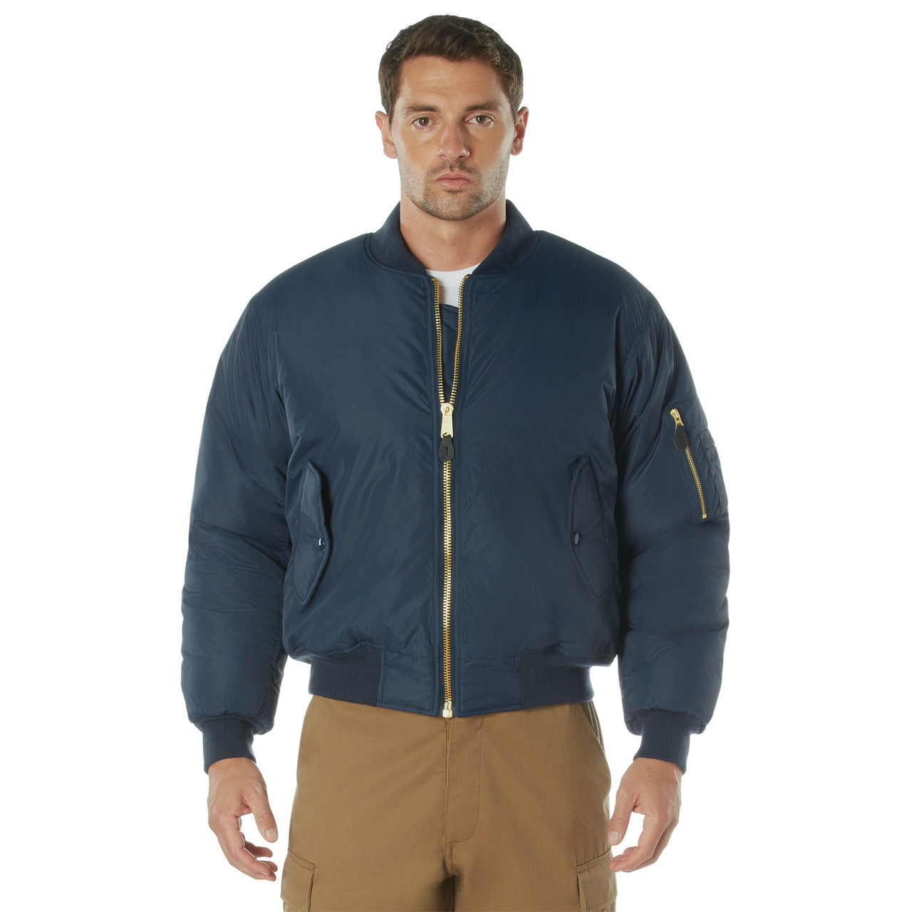 Rothco Enhanced Nylon MA-1 Flight Jacket: Navy Blue