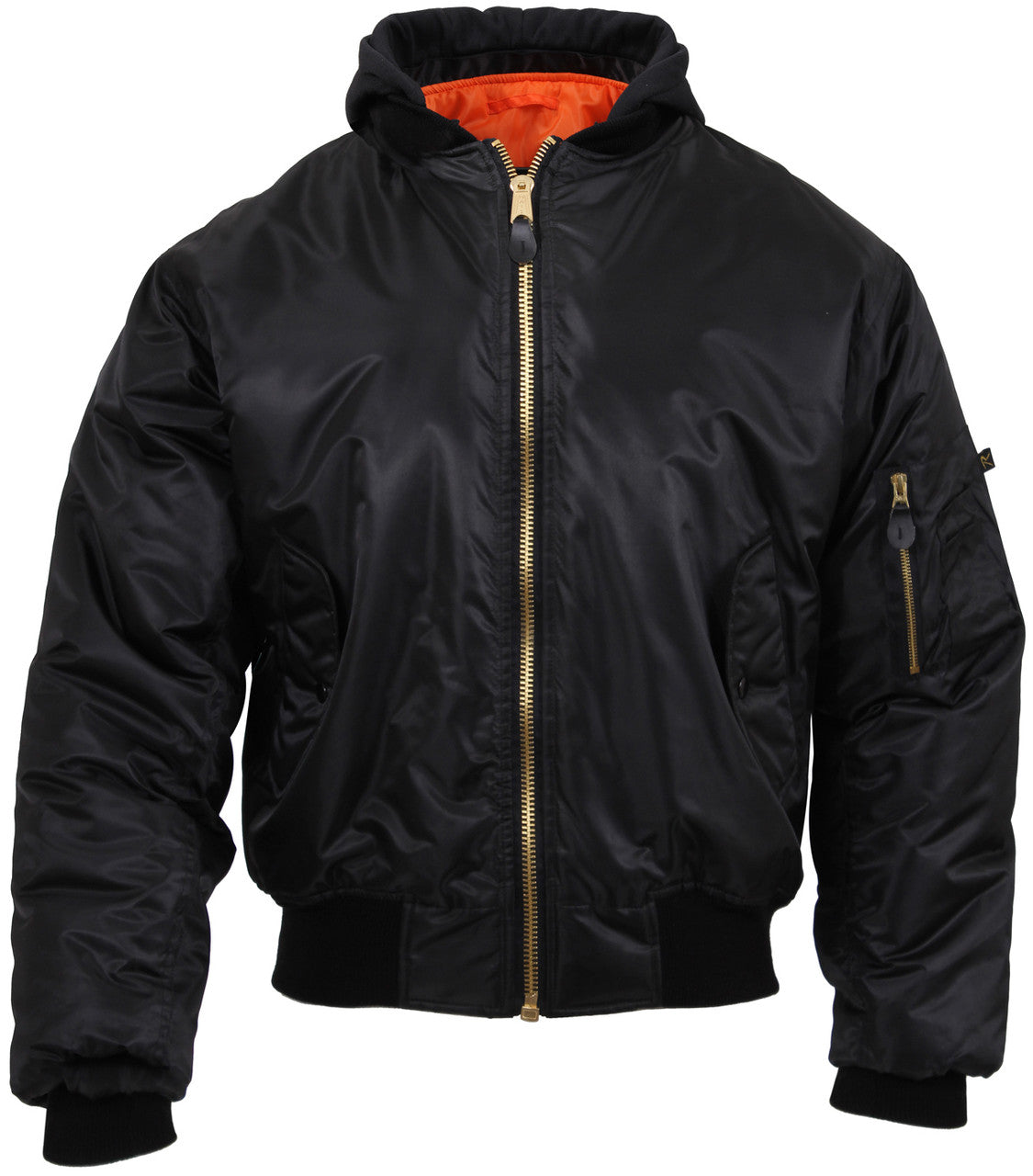 Rothco Hooded MA-1 Flight Jacket: Black
